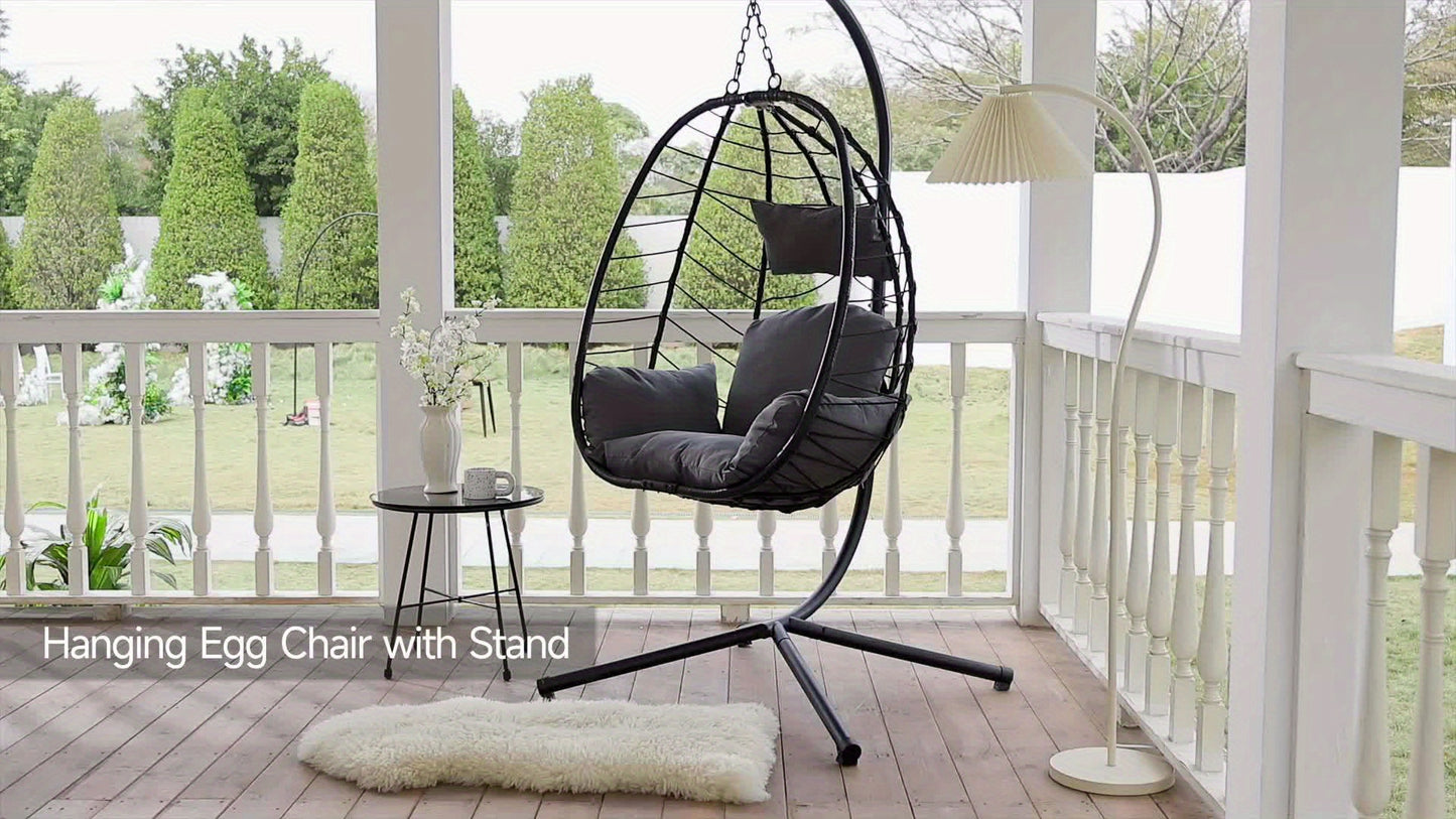 Hanging Egg Chair With Stand For Indoor And Outdoor Relaxation
