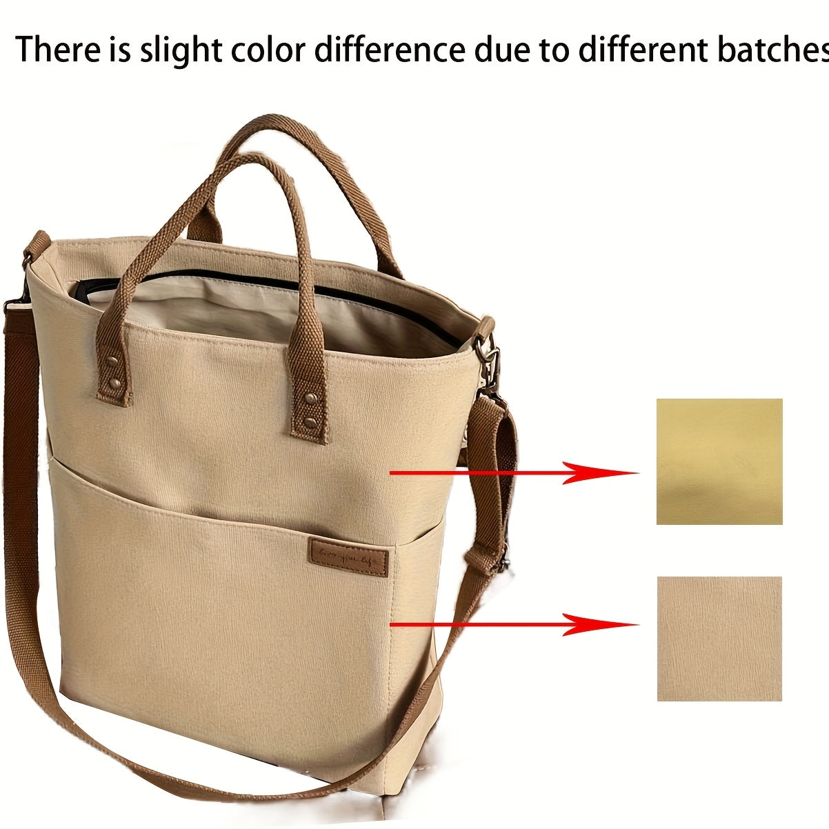 Nylon Tote Bag for Casual Students with Zipper Closure