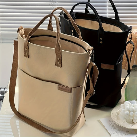 Nylon Tote Bag for Casual Students with Zipper Closure