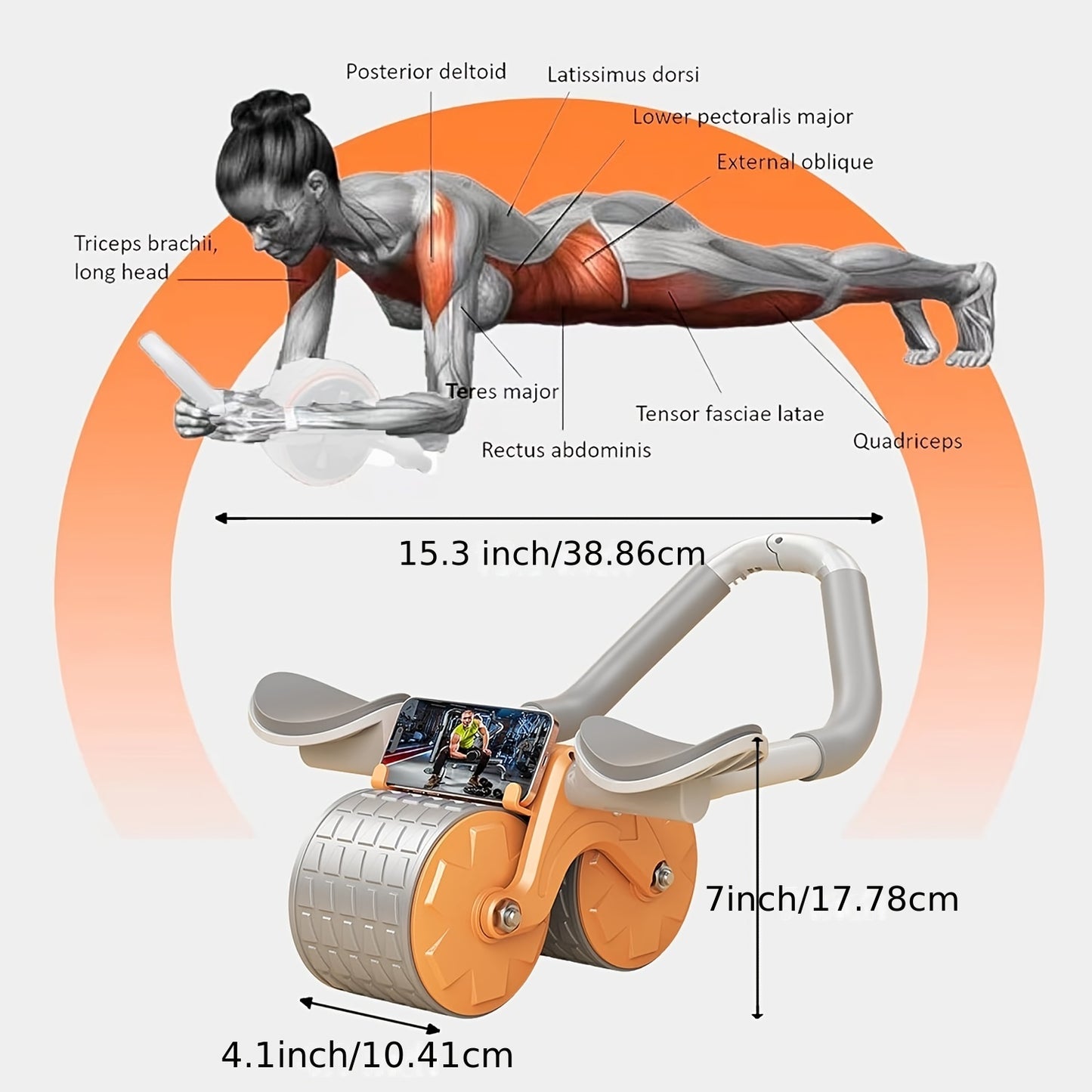 Smart Ab Wheel with Timer and Phone Holder for Workouts