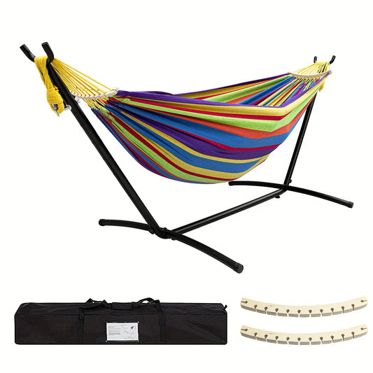 Premium Double Hammock with Steel Stand and Carry Bag