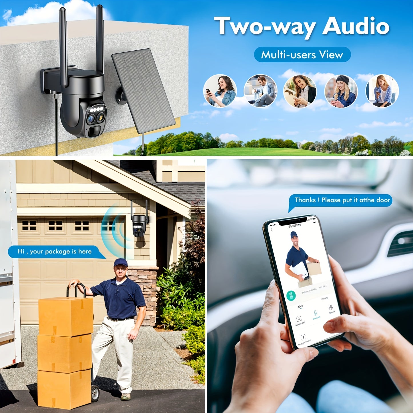 Hawkray 10x Zoom 360 Degree Solar Powered CCTV Camera