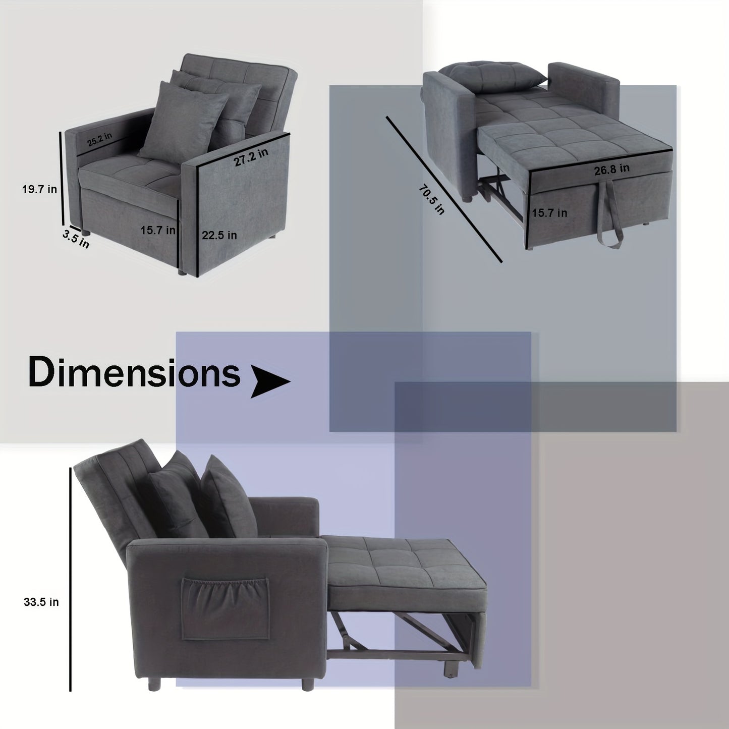 Convertible Sofa Bed Chair for Small Spaces and Lounging