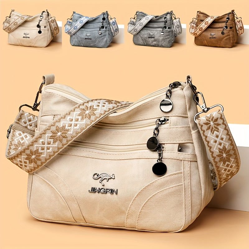 Perfect Lily Women's Vintage Bohemian Crossbody Bag for Everyday Use by Connie's Bargains, beige canvas.