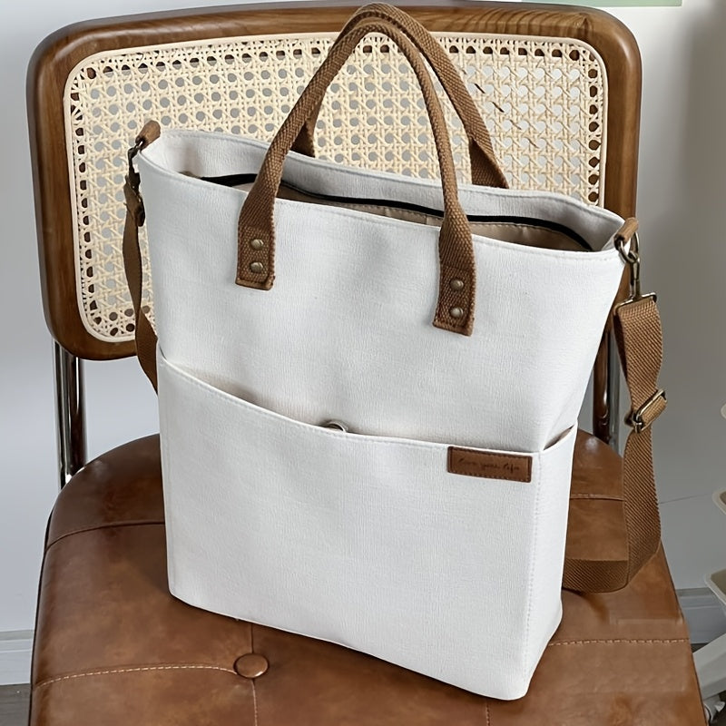 Nylon Tote Bag for Casual Students with Zipper Closure