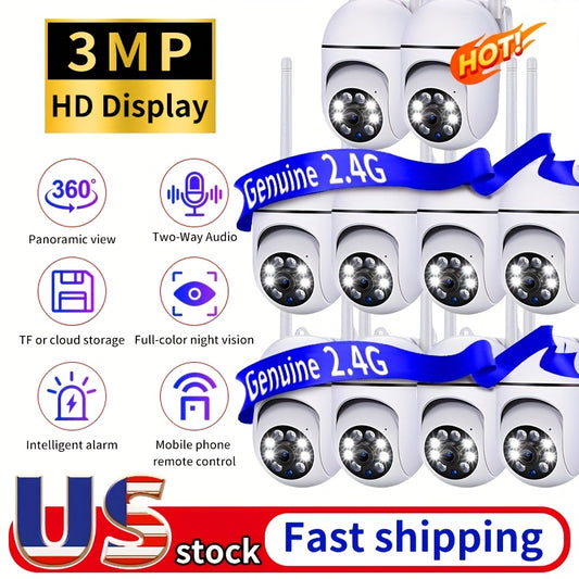 Wireless 3MP HD Security Cameras with AI Motion Detection