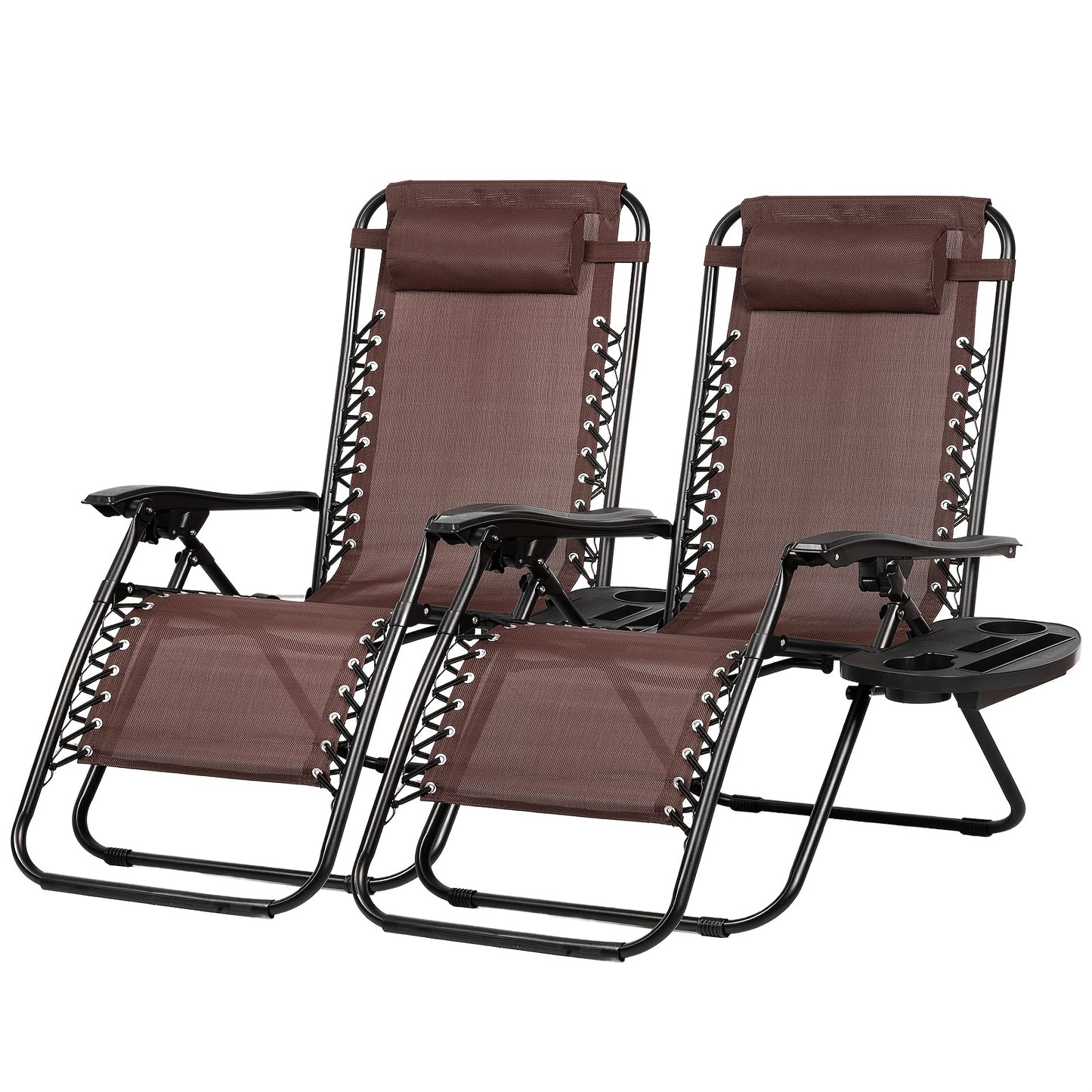 Zero Gravity Adjustable Recliner Chairs Set with Cup Holder