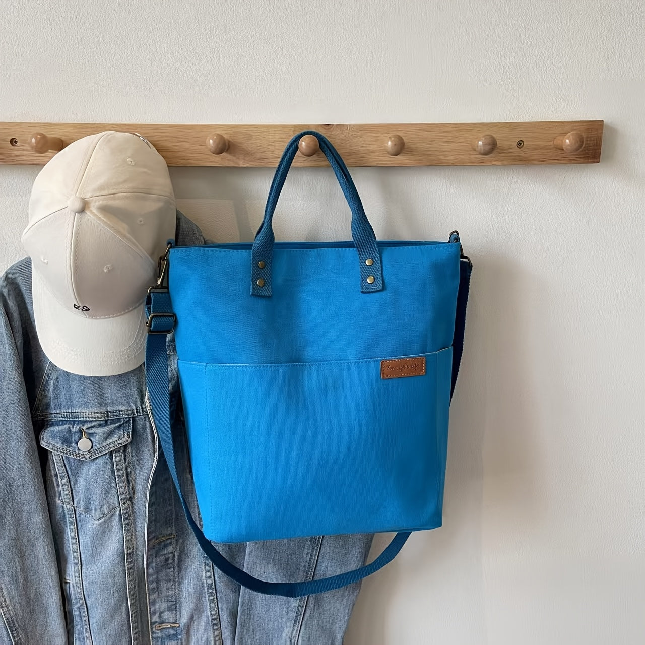 Nylon Tote Bag for Casual Students with Zipper Closure