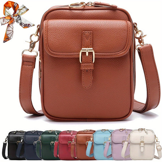 Vintage Faux Leather Crossbody Bag with Built-In Wallet