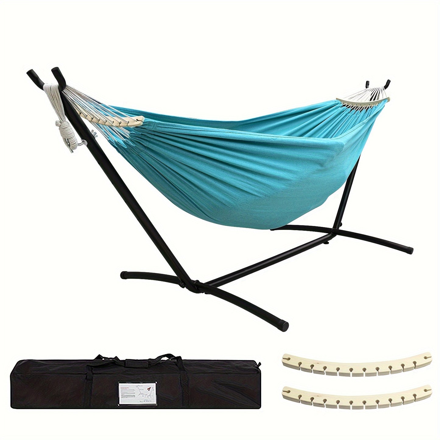 Premium Double Hammock with Steel Stand and Carry Bag