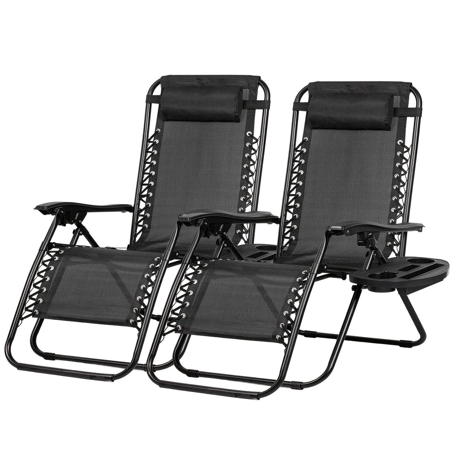 Zero Gravity Adjustable Recliner Chairs Set with Cup Holder