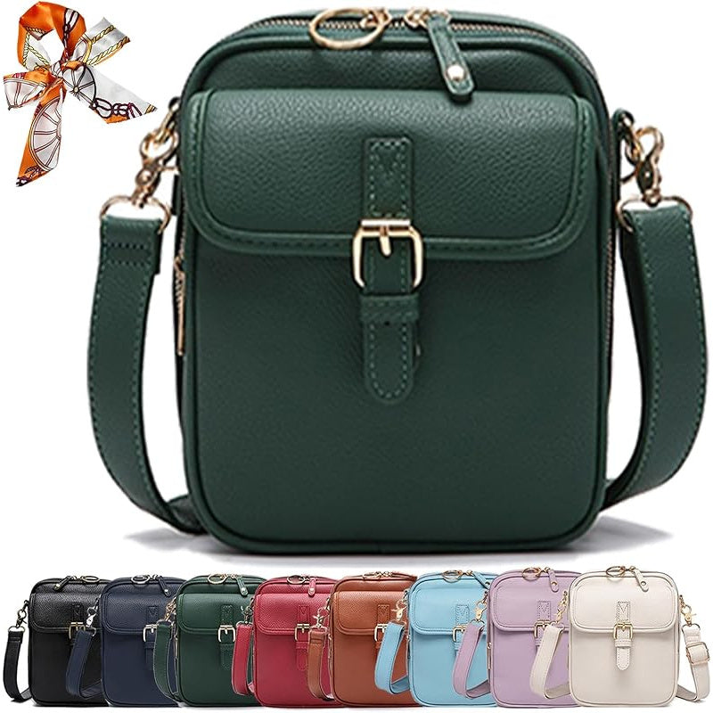 Vintage Faux Leather Crossbody Bag with Built-In Wallet