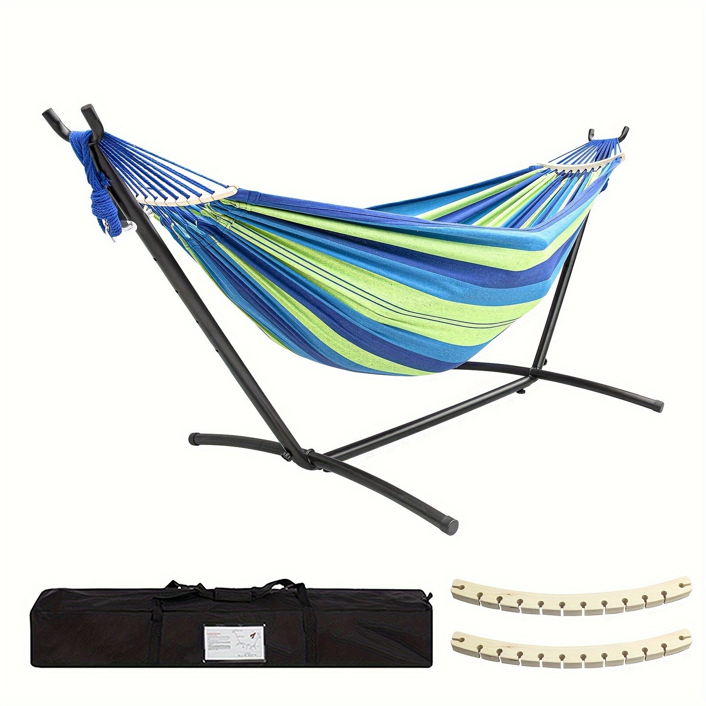 Premium Double Hammock with Steel Stand and Carry Bag