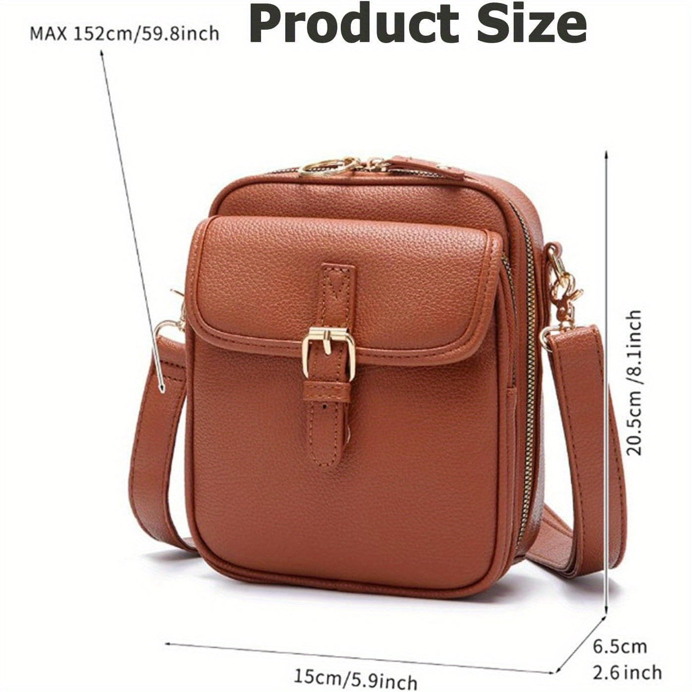 Vintage Faux Leather Crossbody Bag with Built-In Wallet