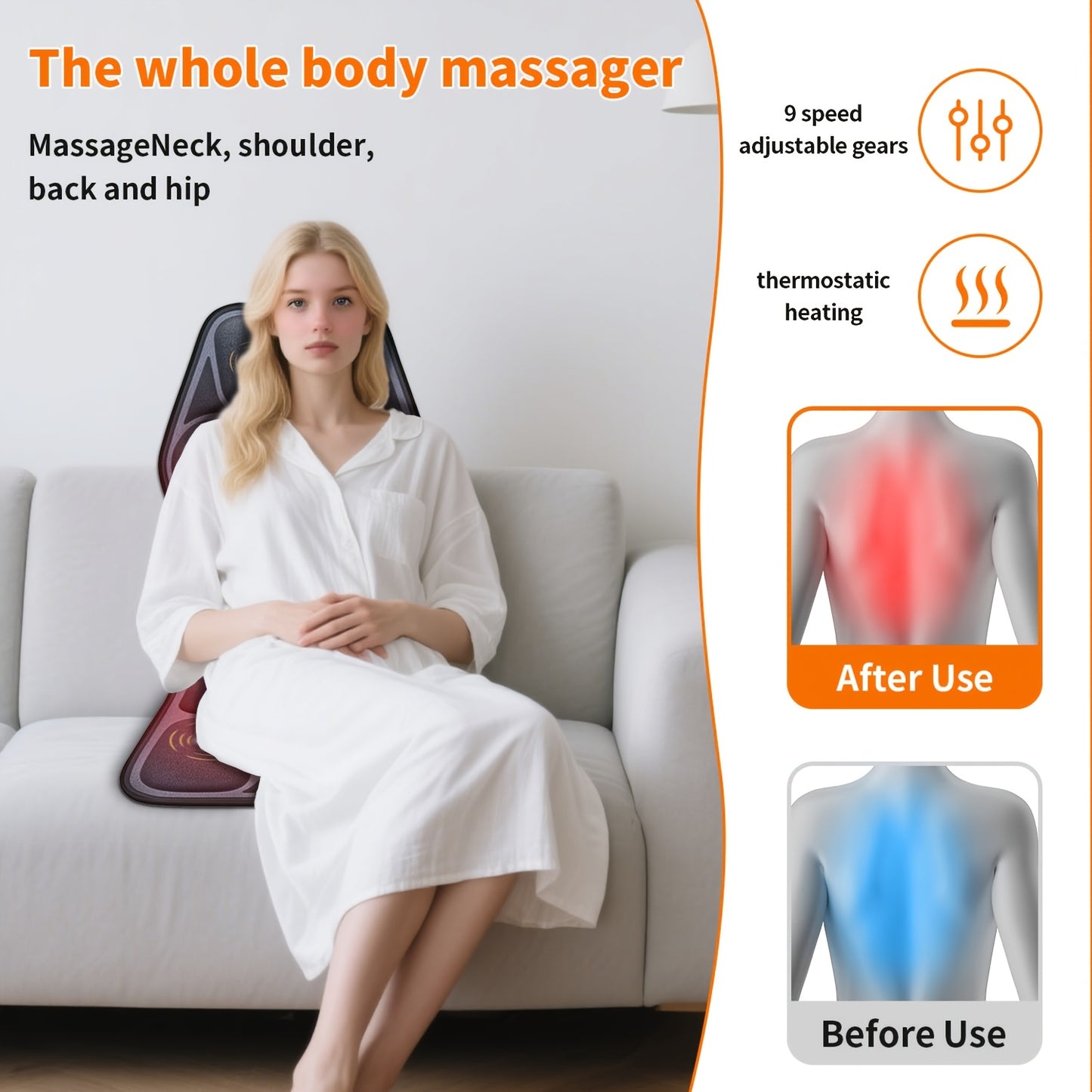 MASSTECK Full Body Massage Seat Cushion with Heat and Vibration