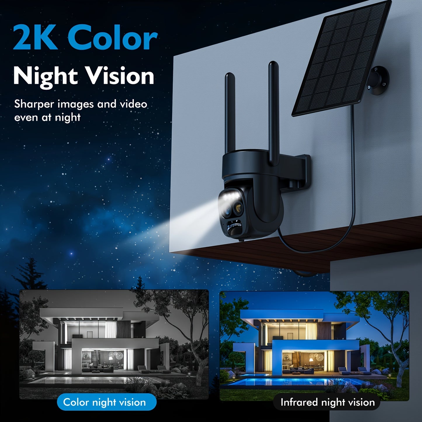 Hawkray 10x Zoom 360 Degree Solar Powered CCTV Camera