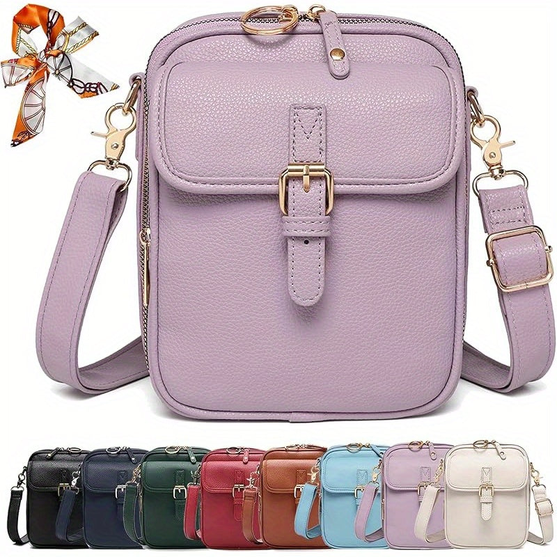 Vintage Faux Leather Crossbody Bag with Built-In Wallet