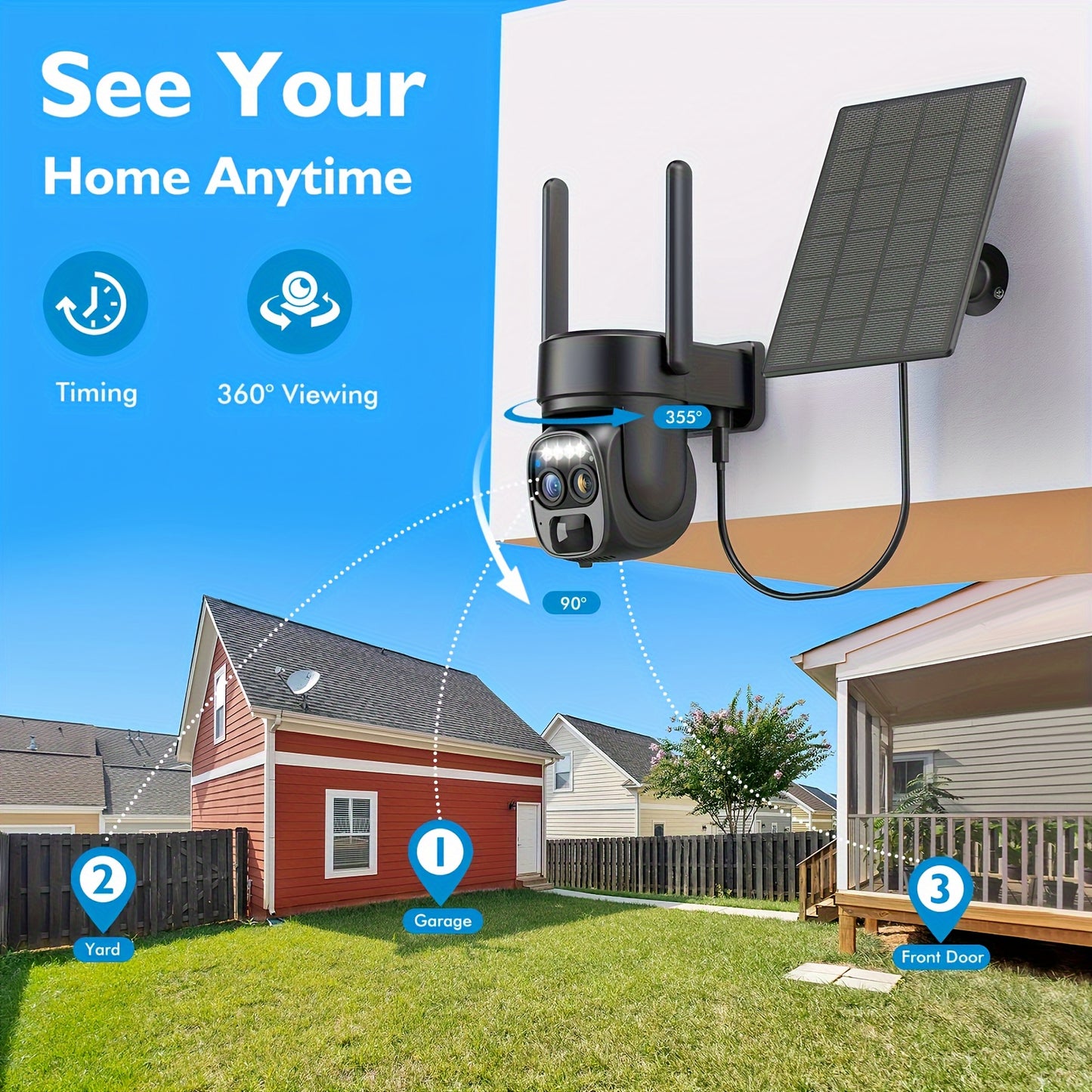 Hawkray 10x Zoom 360 Degree Solar Powered CCTV Camera