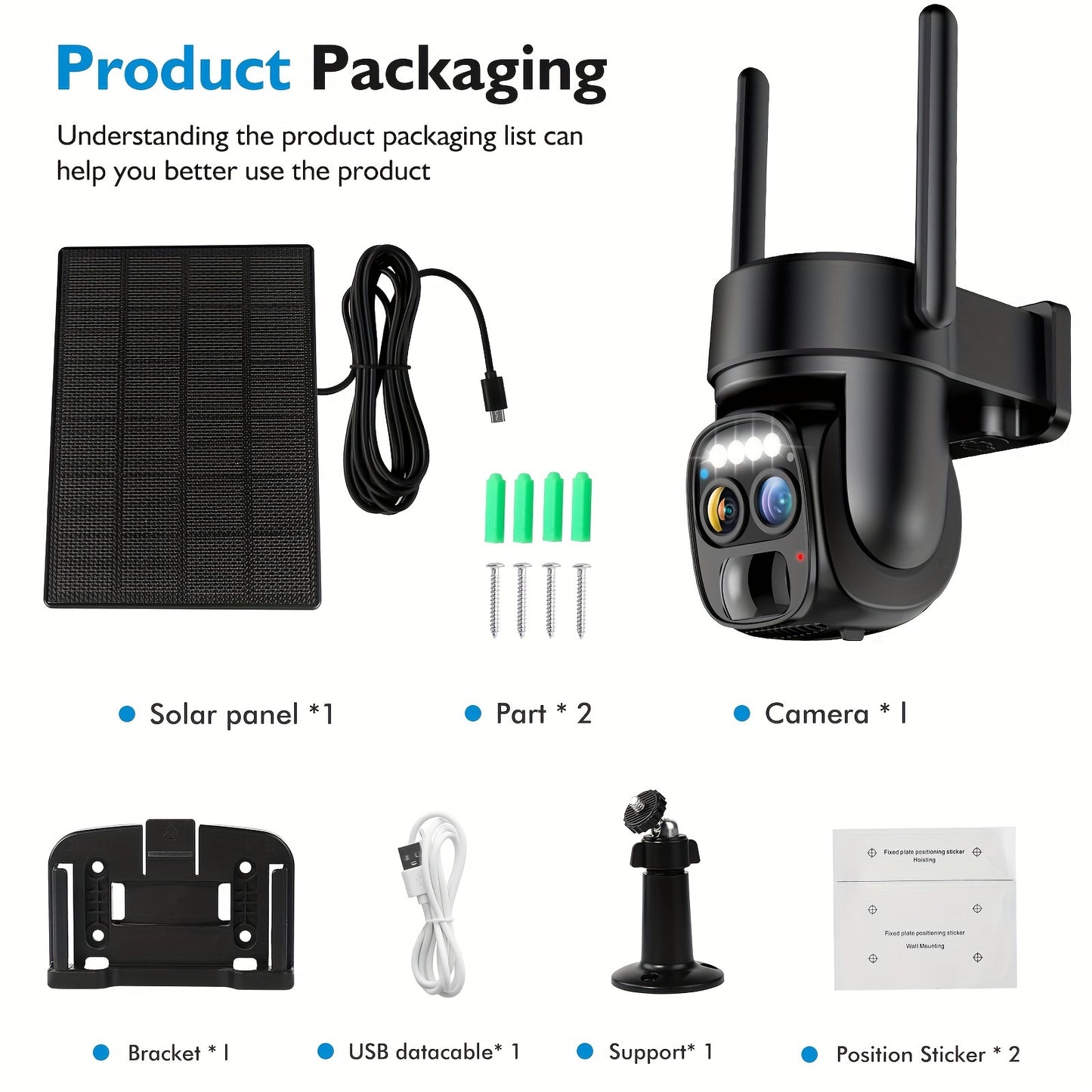 Hawkray 10x Zoom 360 Degree Solar Powered CCTV Camera