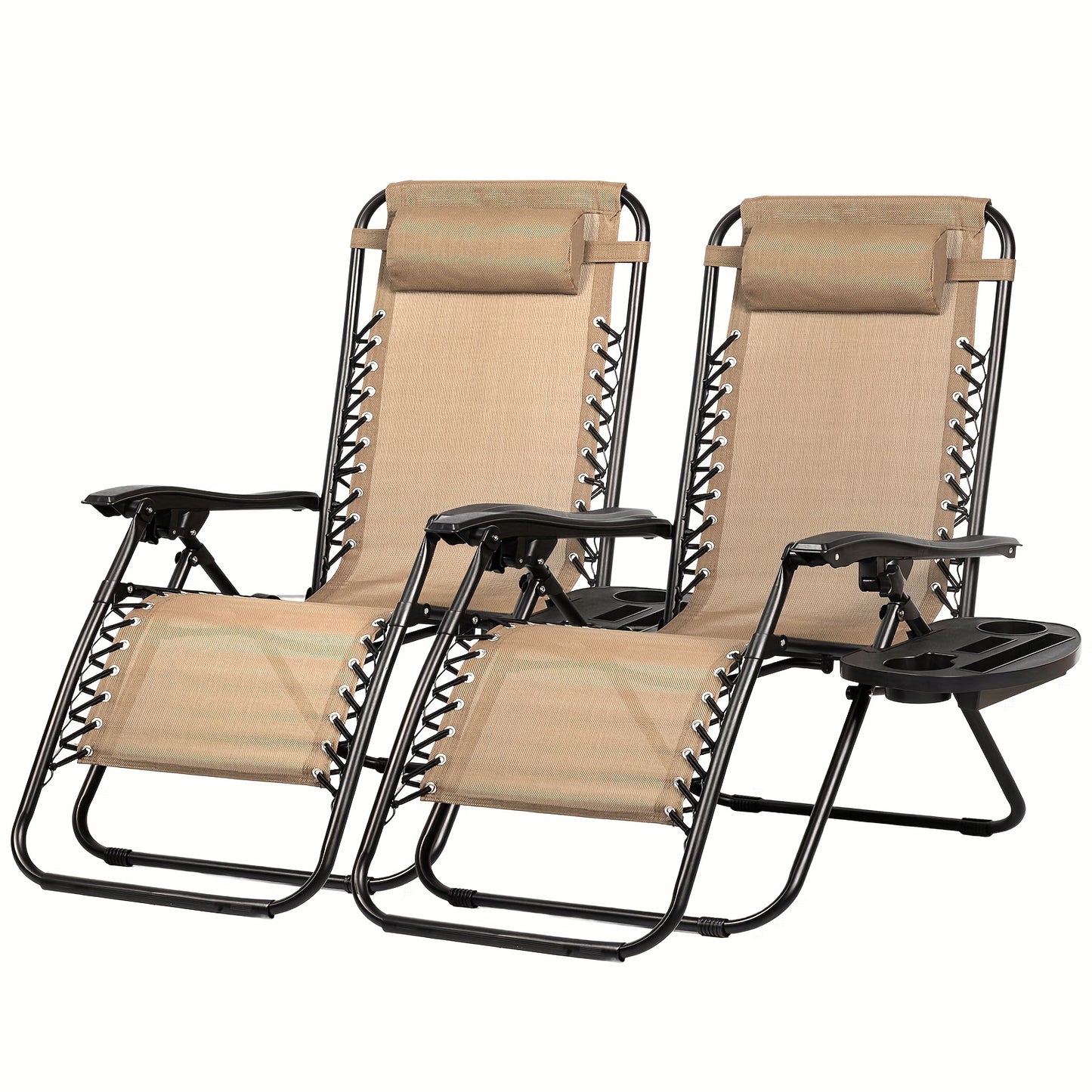 Zero Gravity Adjustable Recliner Chairs Set with Cup Holder
