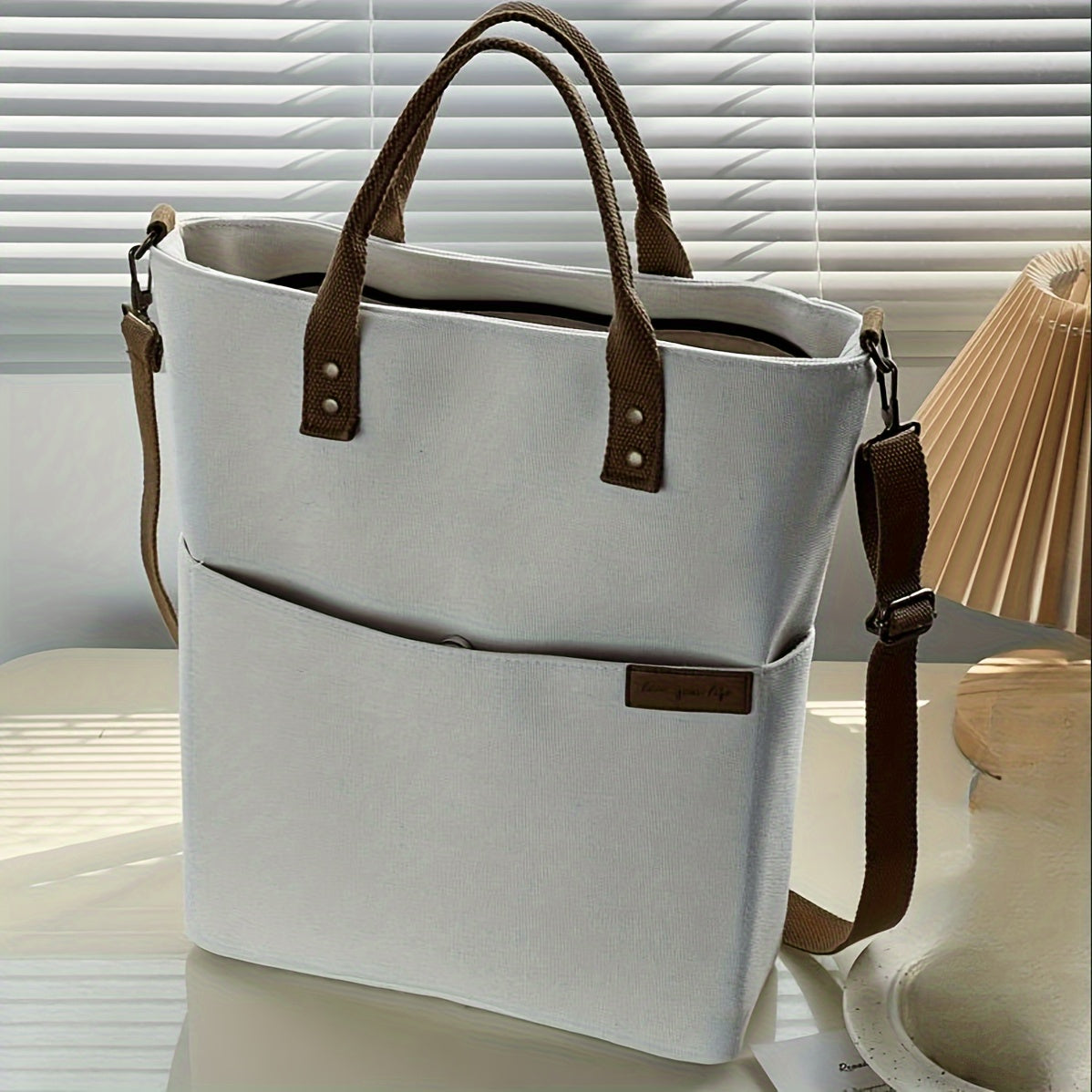 Nylon Tote Bag for Casual Students with Zipper Closure