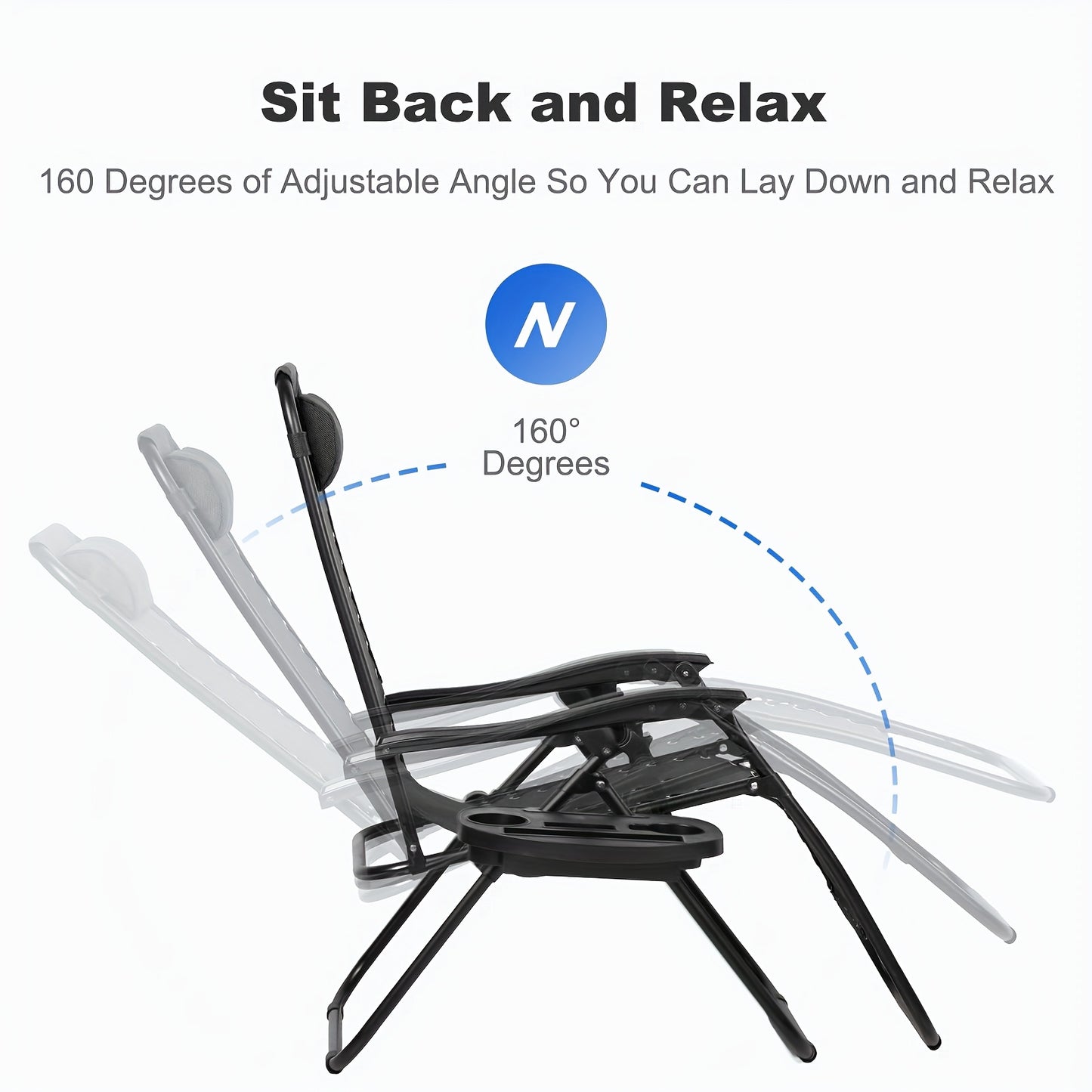 Zero Gravity Adjustable Recliner Chairs Set with Cup Holder