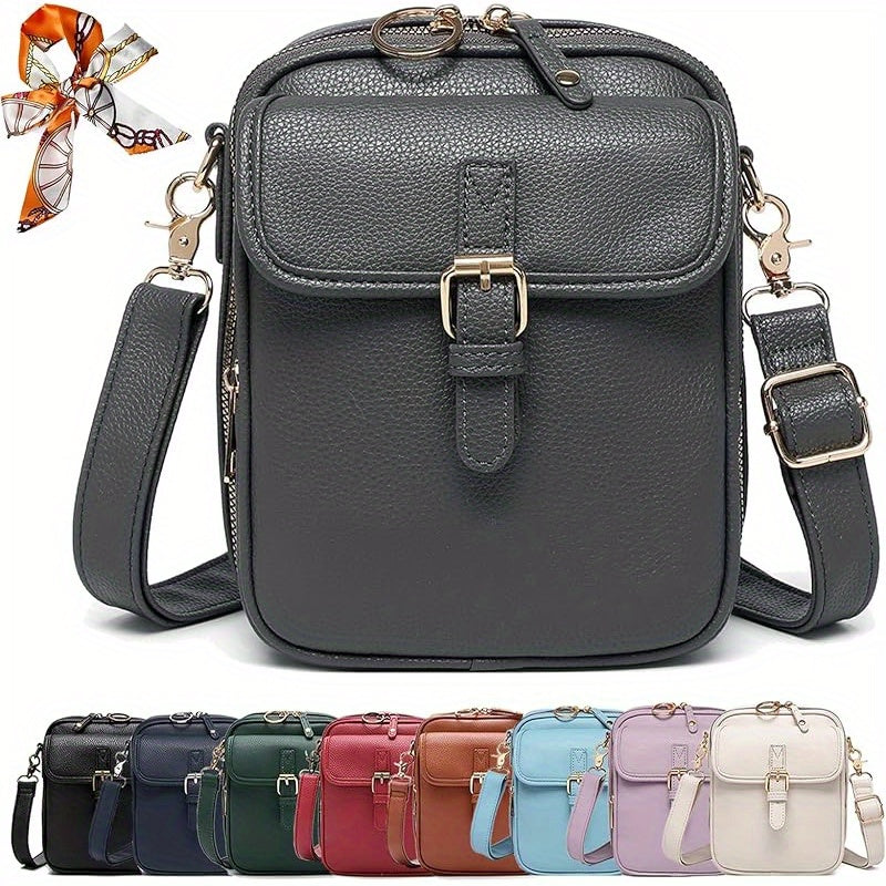 Vintage Faux Leather Crossbody Bag with Built-In Wallet