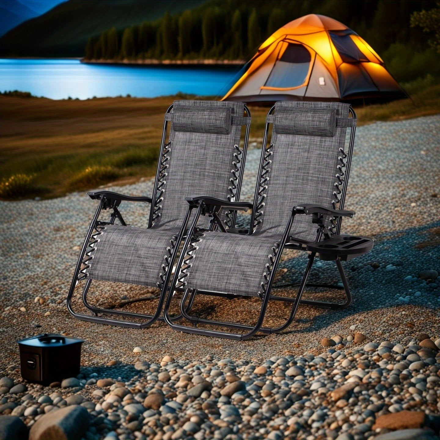 Zero Gravity Adjustable Recliner Chairs Set with Cup Holder
