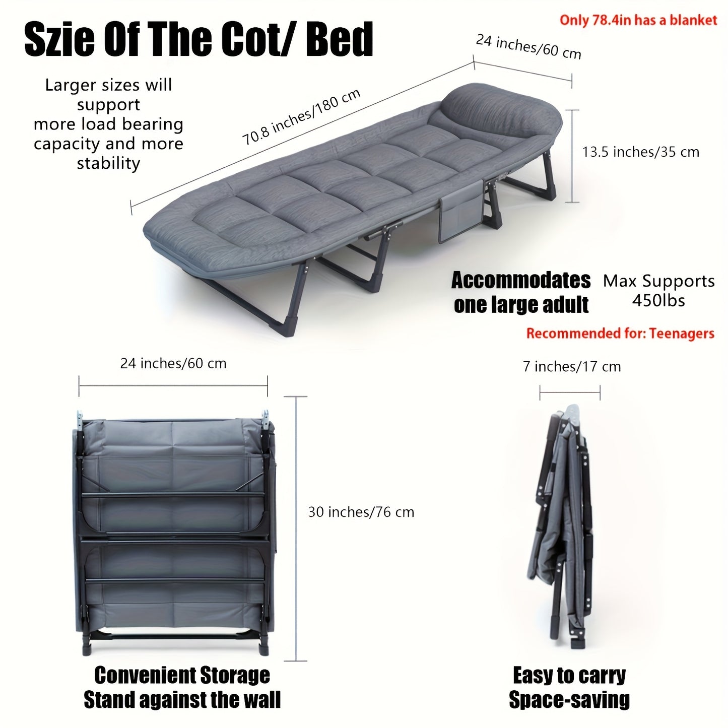 Comfortable Ergonomic Folding Bed for Relaxation and Napping