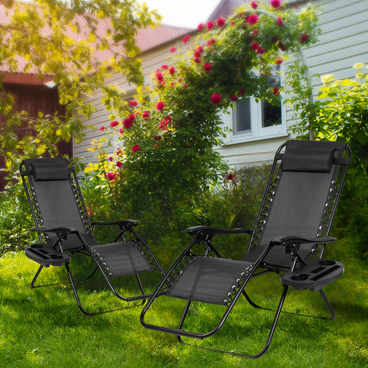 Zero Gravity Adjustable Recliner Chairs Set with Cup Holder