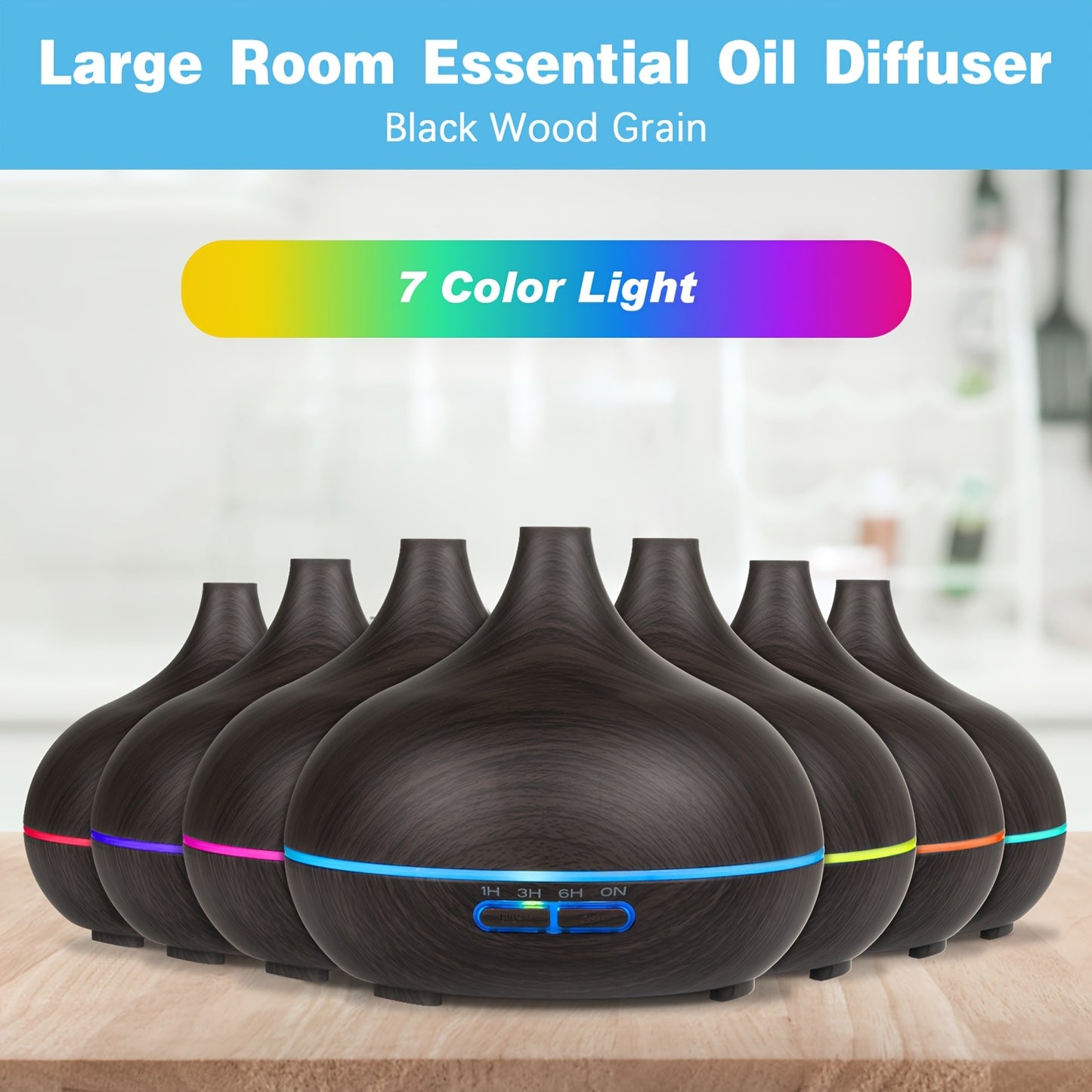 Essential Oil Diffuser With Wood Grain Design And LED Light