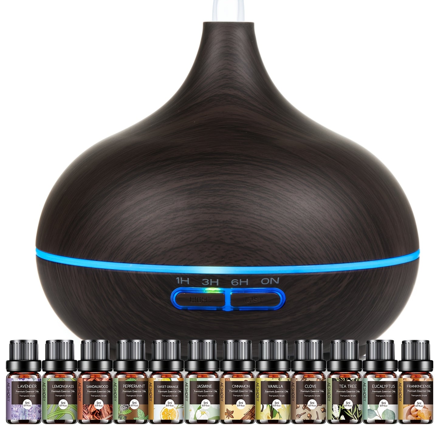 Essential Oil Diffuser With Wood Grain Design And LED Light