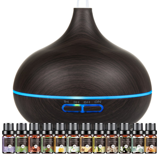 Essential Oil Diffuser With Wood Grain Design And LED Light