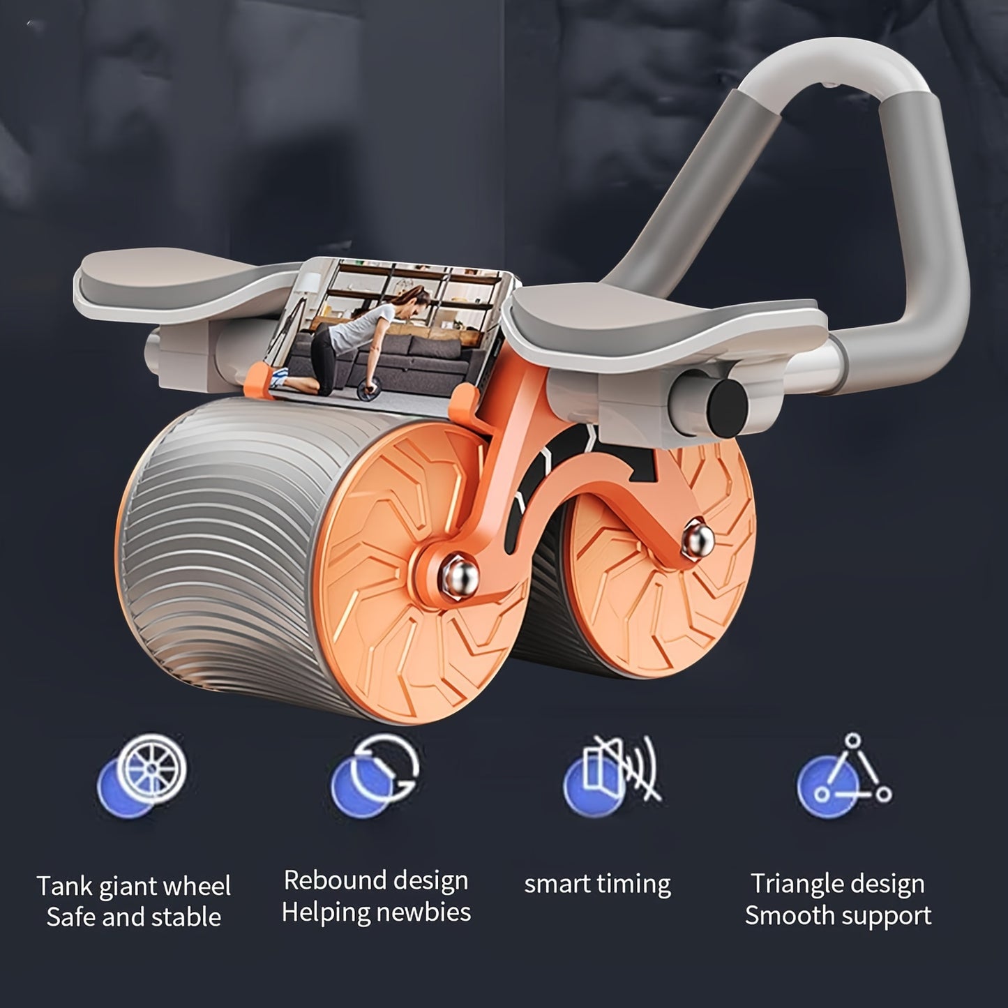 Smart Ab Wheel with Timer and Phone Holder for Workouts