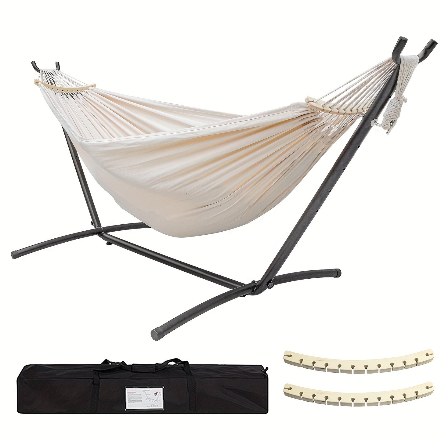 Premium Double Hammock with Steel Stand and Carry Bag