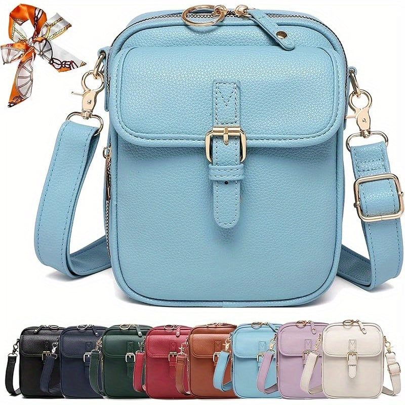 Vintage Faux Leather Crossbody Bag with Built-In Wallet